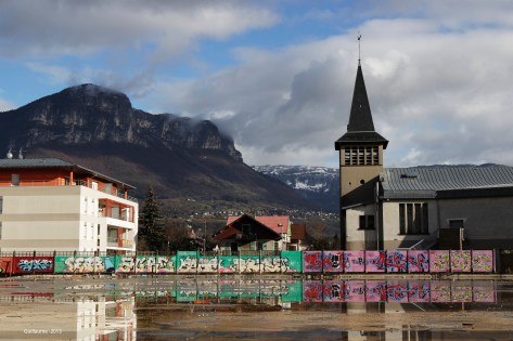 Terrain de graff sur le site désaffecté d'une grande surface.